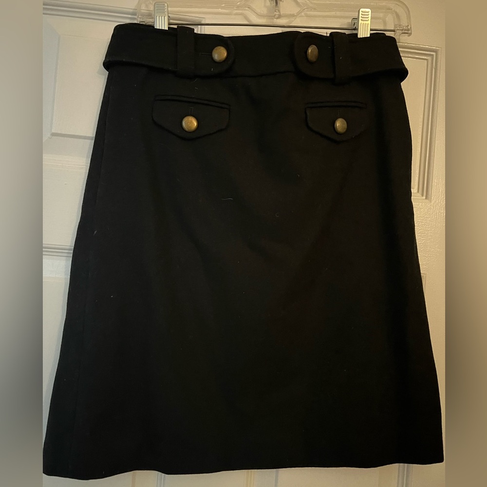Black wool knee length skirt